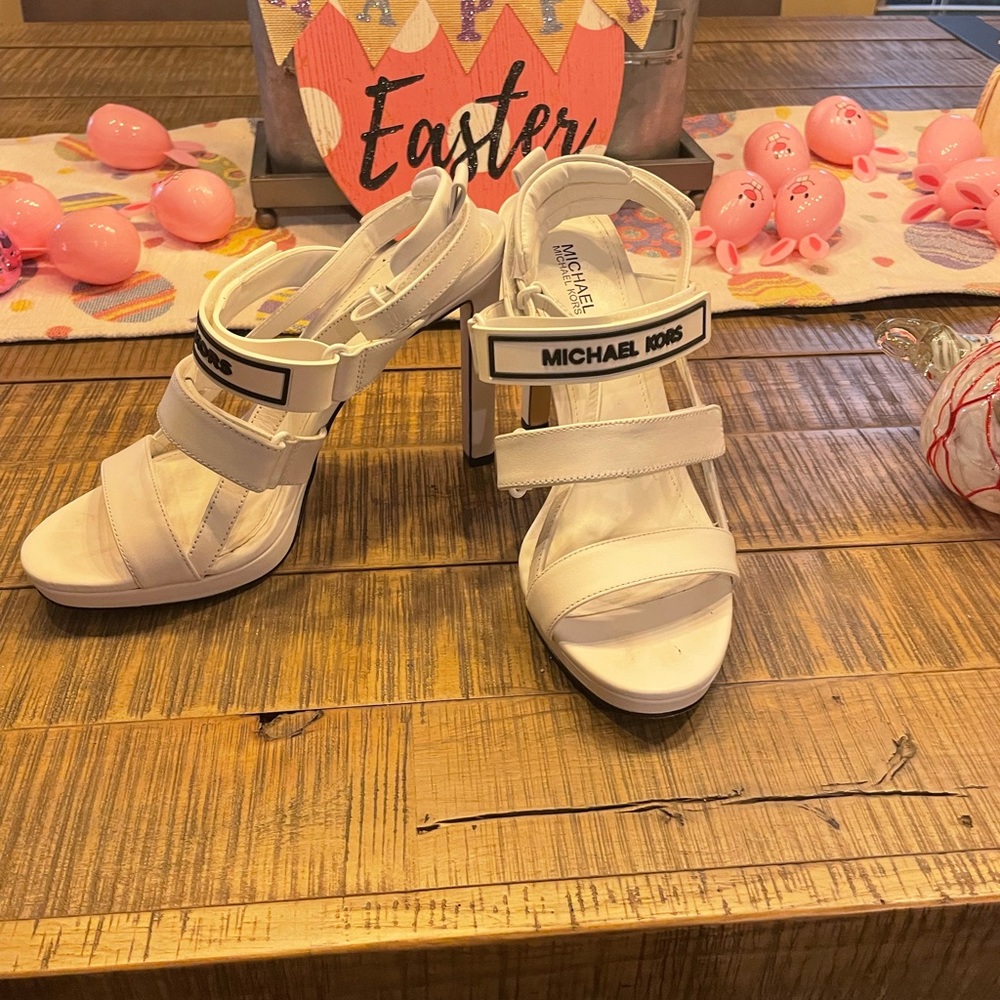 Michael Kors sling back heels with sporty Velcro straps